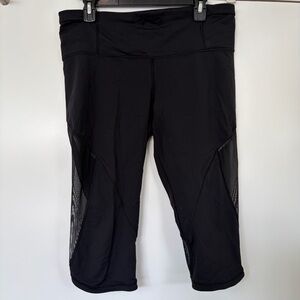 Lululemon Black Capri Leggings with Mesh Panels Size 12 Used